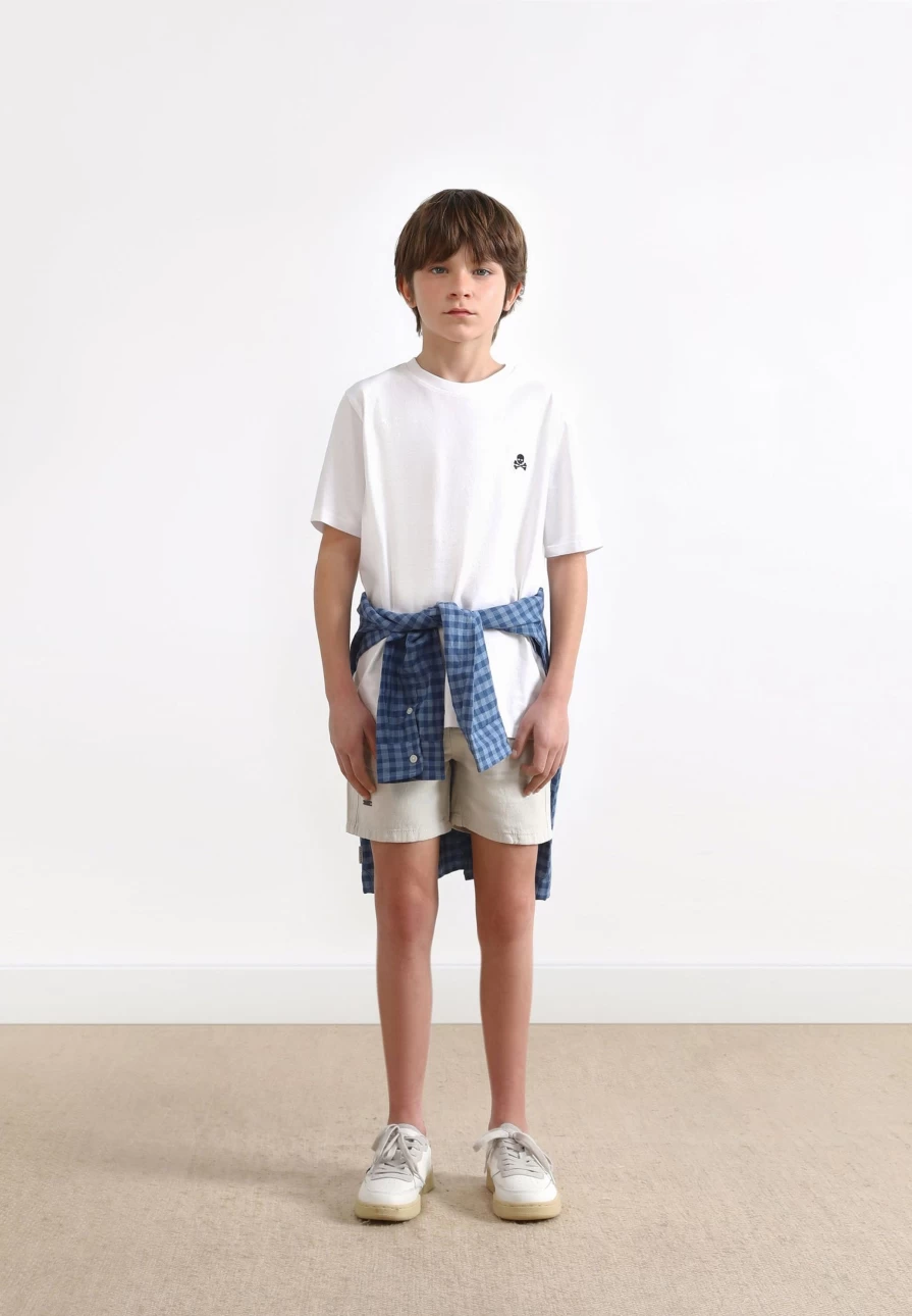 "ScalpersCompany Kids White Basic Skull Print T-Shirt"