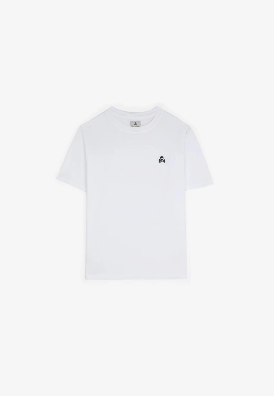 "ScalpersCompany Kids White Basic Skull Print T-Shirt"