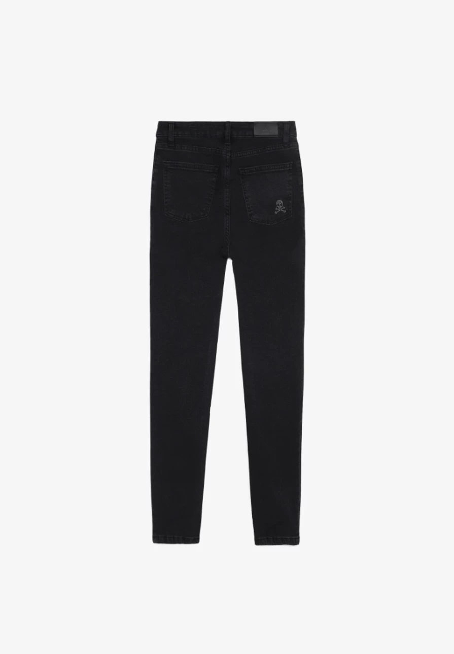 "ScalpersCompany Women's Black Skinny Jeans with Studs - Edgy Stylish Fit"