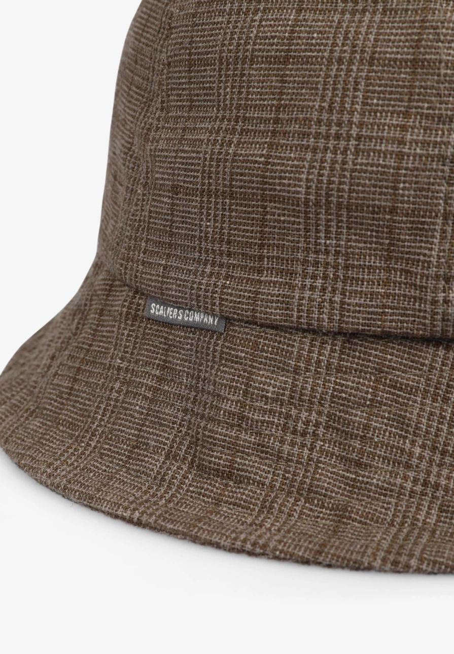 "ScalpersCompany Men's Brown Checked Bucket Hat – Stylish & Trendy"