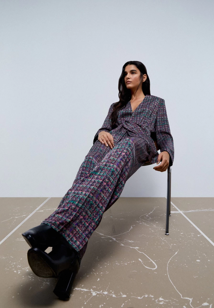 "ScalpersCompany Women's Flowy Checkered Pants - Stylish & Comfortable Trousers"