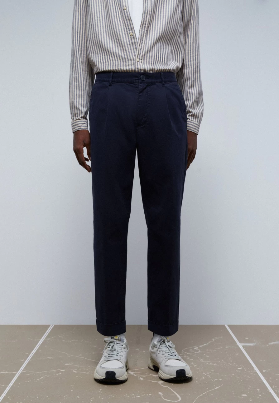 "ScalpersCompany Men's Premium Chino Trousers with Darts - Slim Fit Casual Pants"