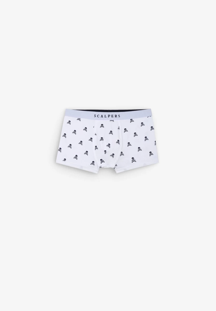 "ScalpersCompany Men's White Skull Print Boxer Shorts"