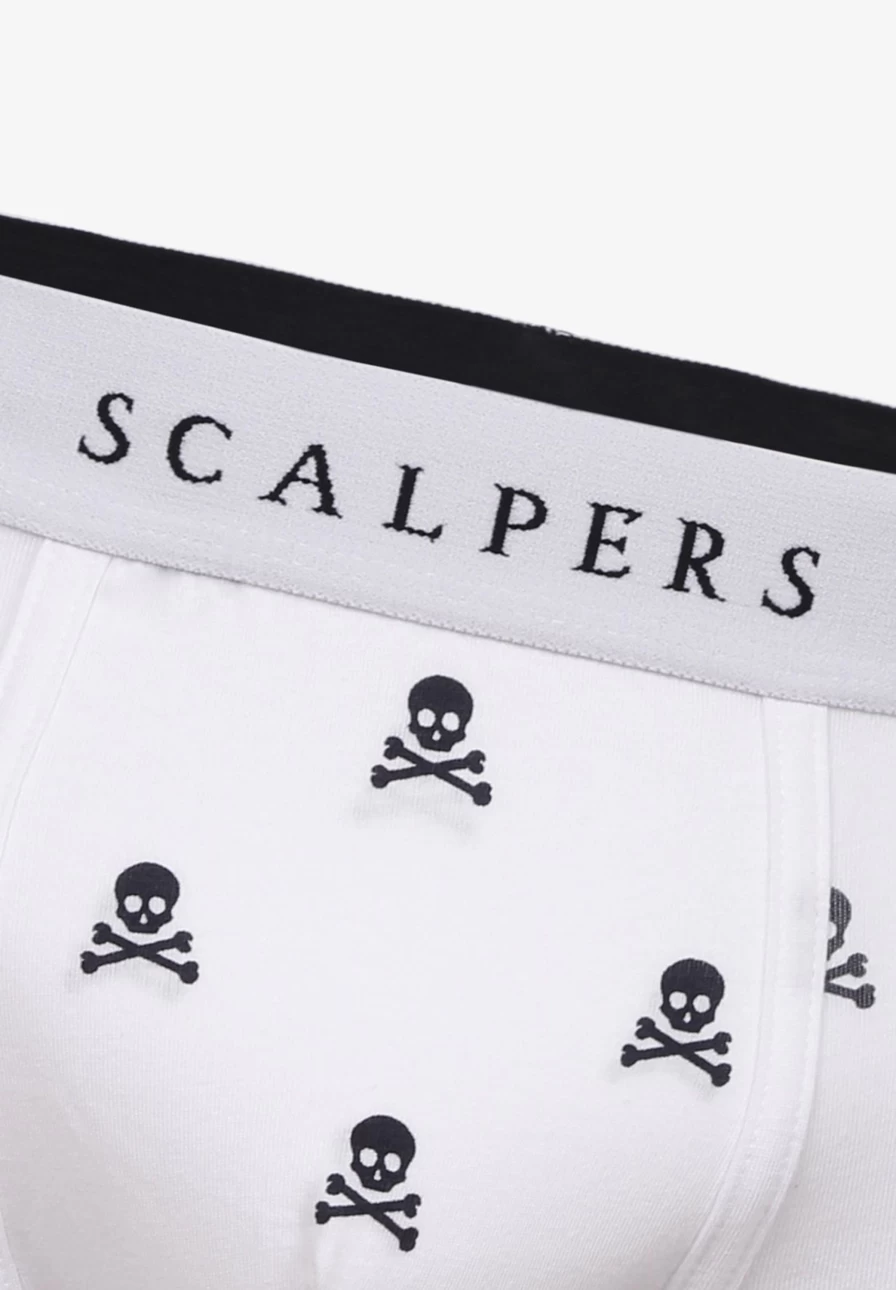 "ScalpersCompany Men's White Skull Print Boxer Shorts"