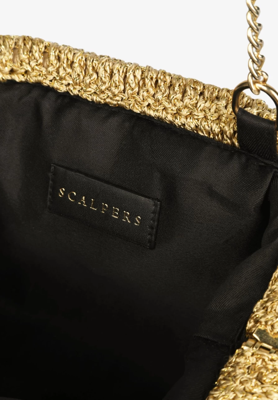 "ScalpersCompany Gold Crochet Handbag for Women - Elegant Boho Chic Purse"