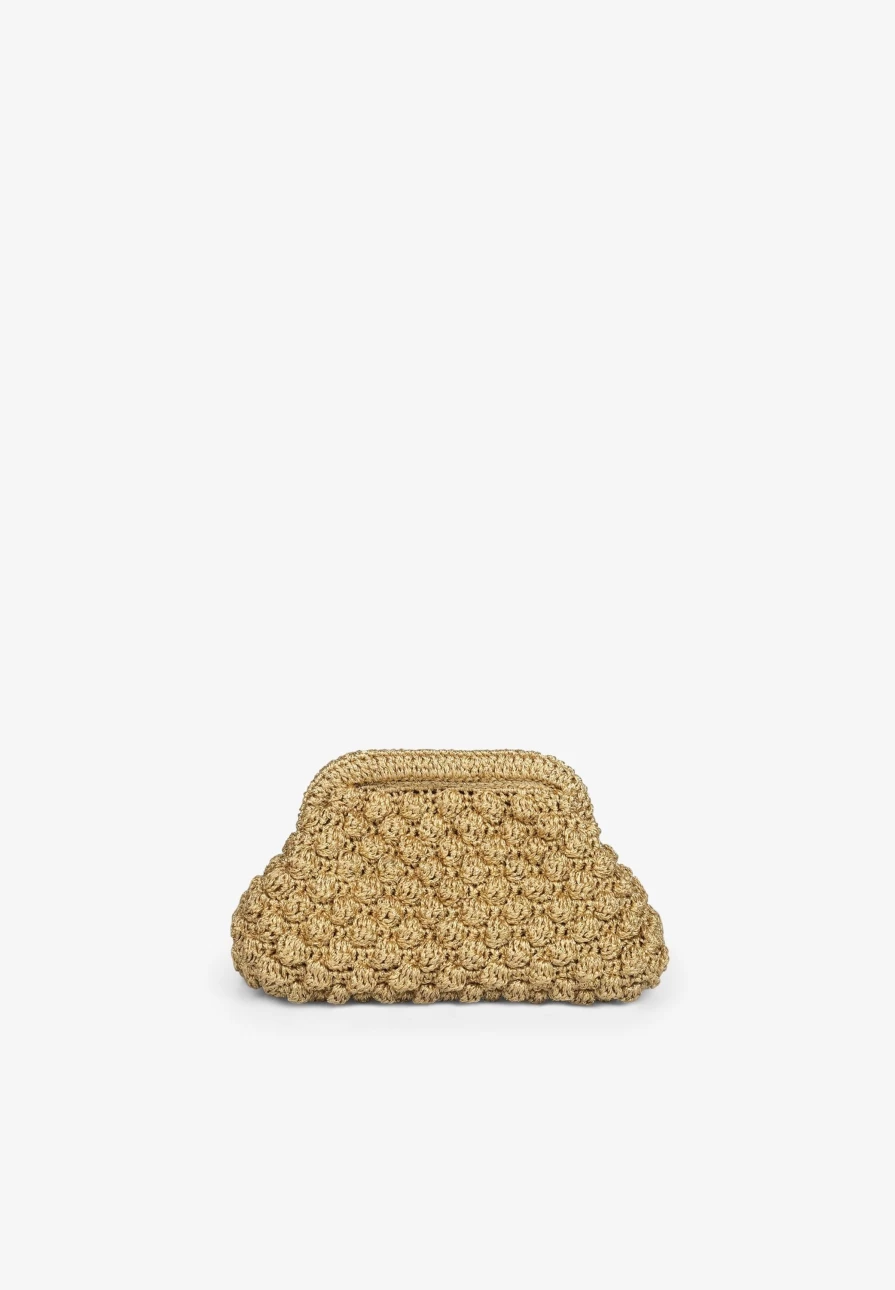 "ScalpersCompany Gold Crochet Handbag for Women - Elegant Boho Chic Purse"