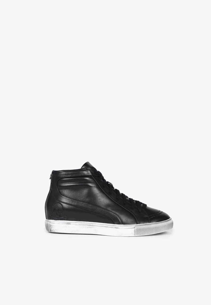 "ScalpersCompany Women's Black High Top Leather Sneakers – Stylish & Comfortable"