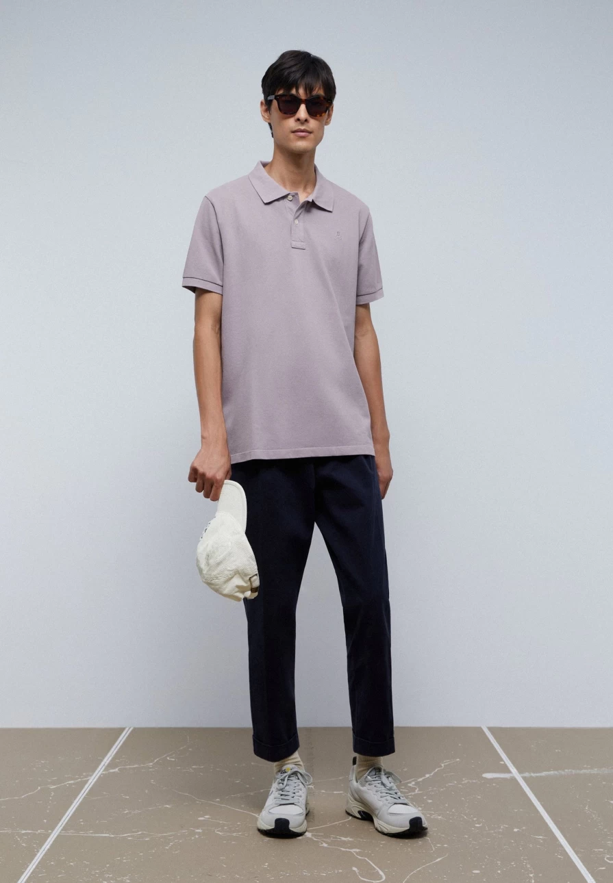 "ScalpersCompany Men's Light Burgundy Basic Polo Shirt with Skull Design"