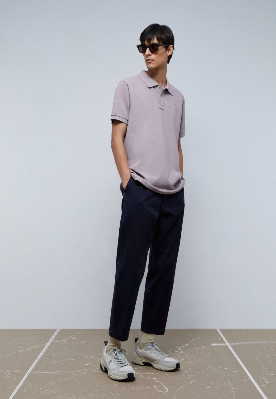 "ScalpersCompany Men's Light Burgundy Basic Polo Shirt with Skull Design"