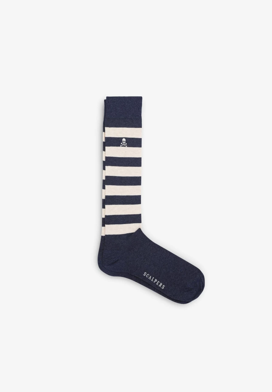 "ScalpersCompany Men's Striped Skull Socks - Edgy Skull Print Casual Socks for Men"