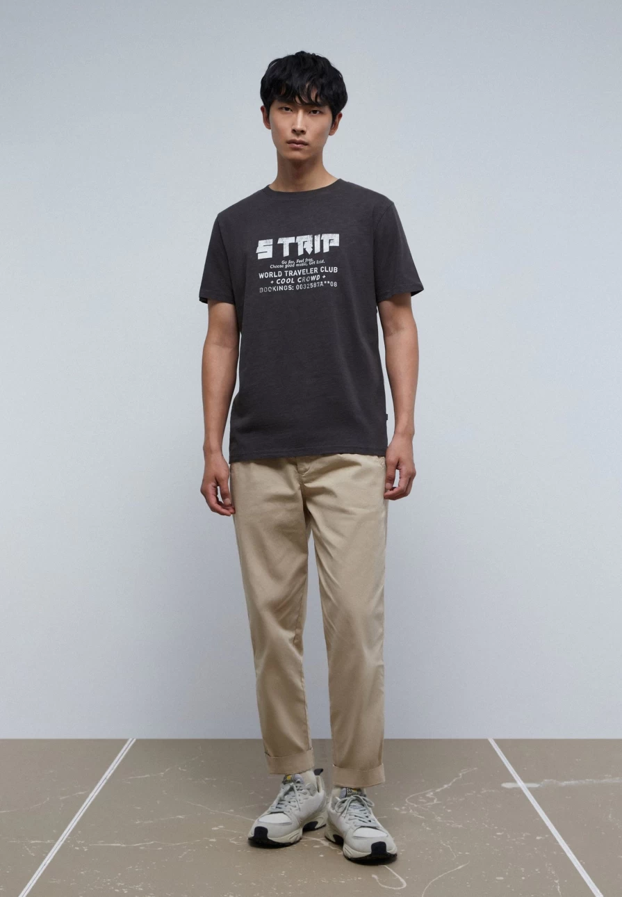 "ScalpersCompany Men's Anthracite Rustic Slub Knit T-Shirt - Casual Vintage Tee"
