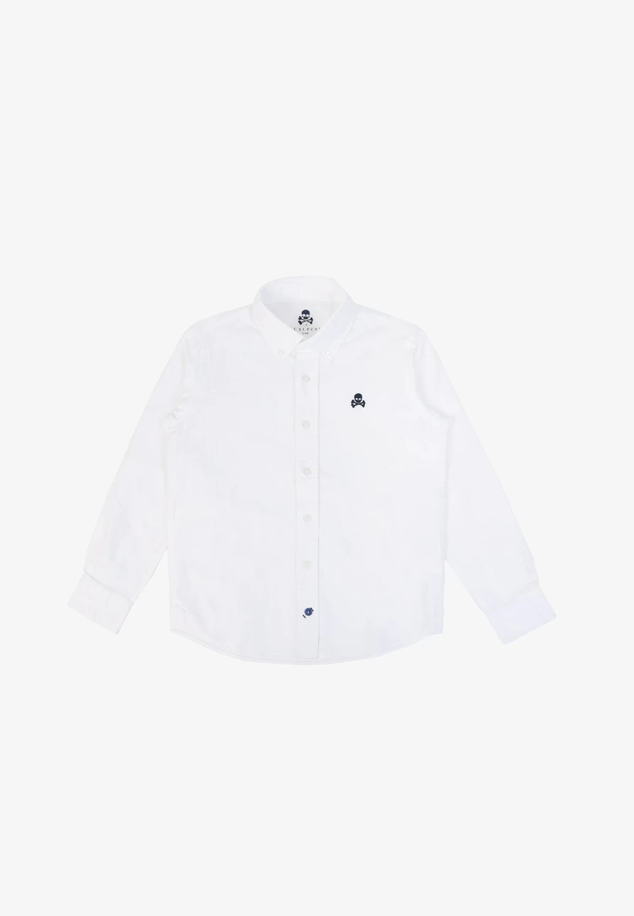 "ScalpersCompany Kids White Oxford Shirt with Button-Down Collar"