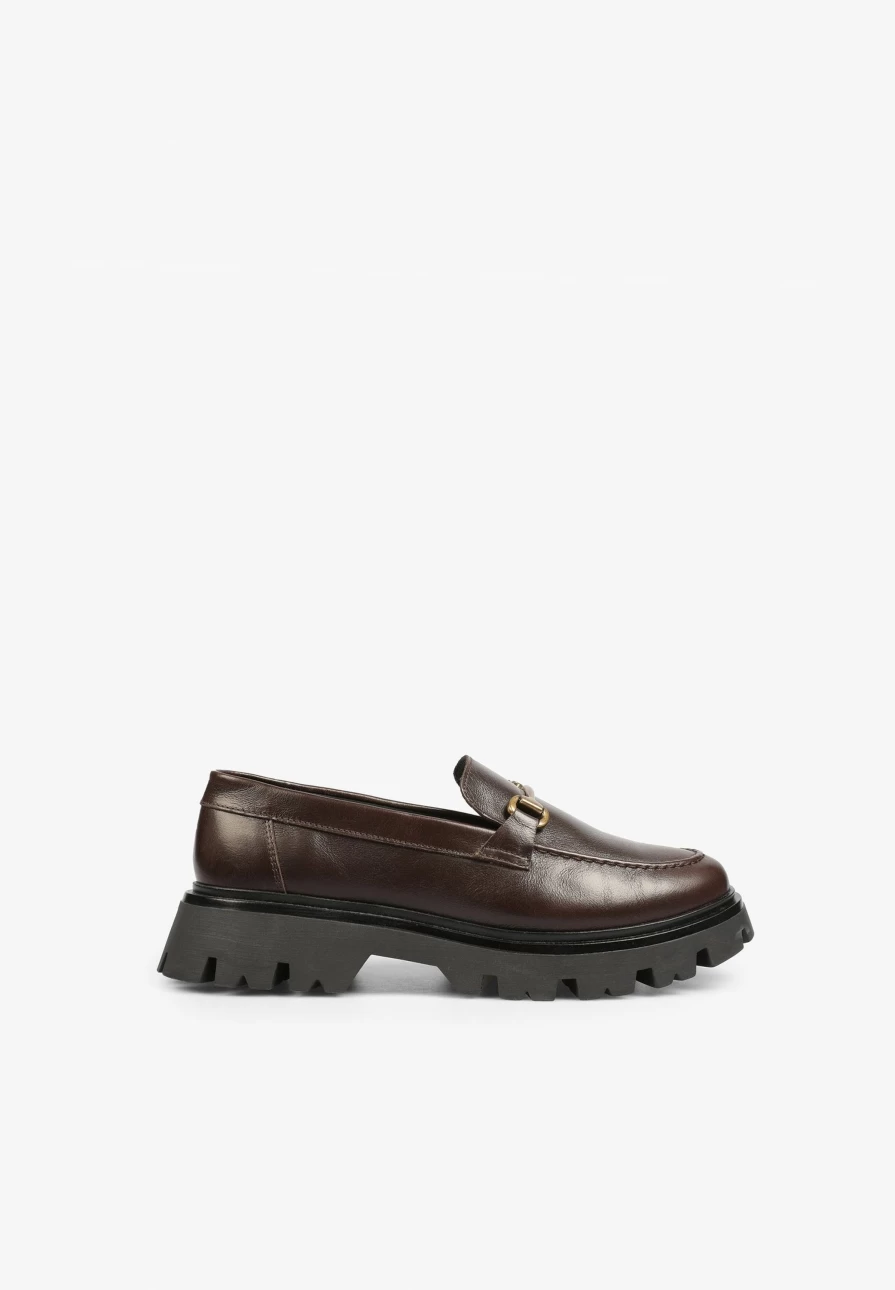 "ScalpersCompany Women's Dark Brown Leather Loafers – Stylish & Comfortable Slip-On Shoes"