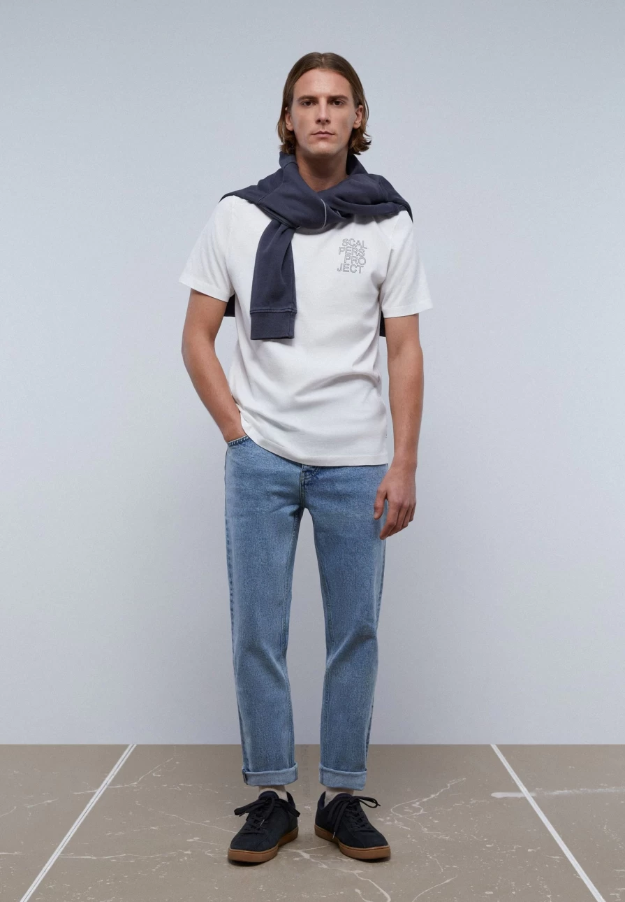 "ScalpersCompany Men's White Project Tee - Premium Cotton T-Shirt"
