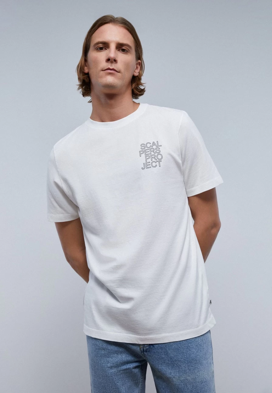 "ScalpersCompany Men's White Project Tee - Premium Cotton T-Shirt"