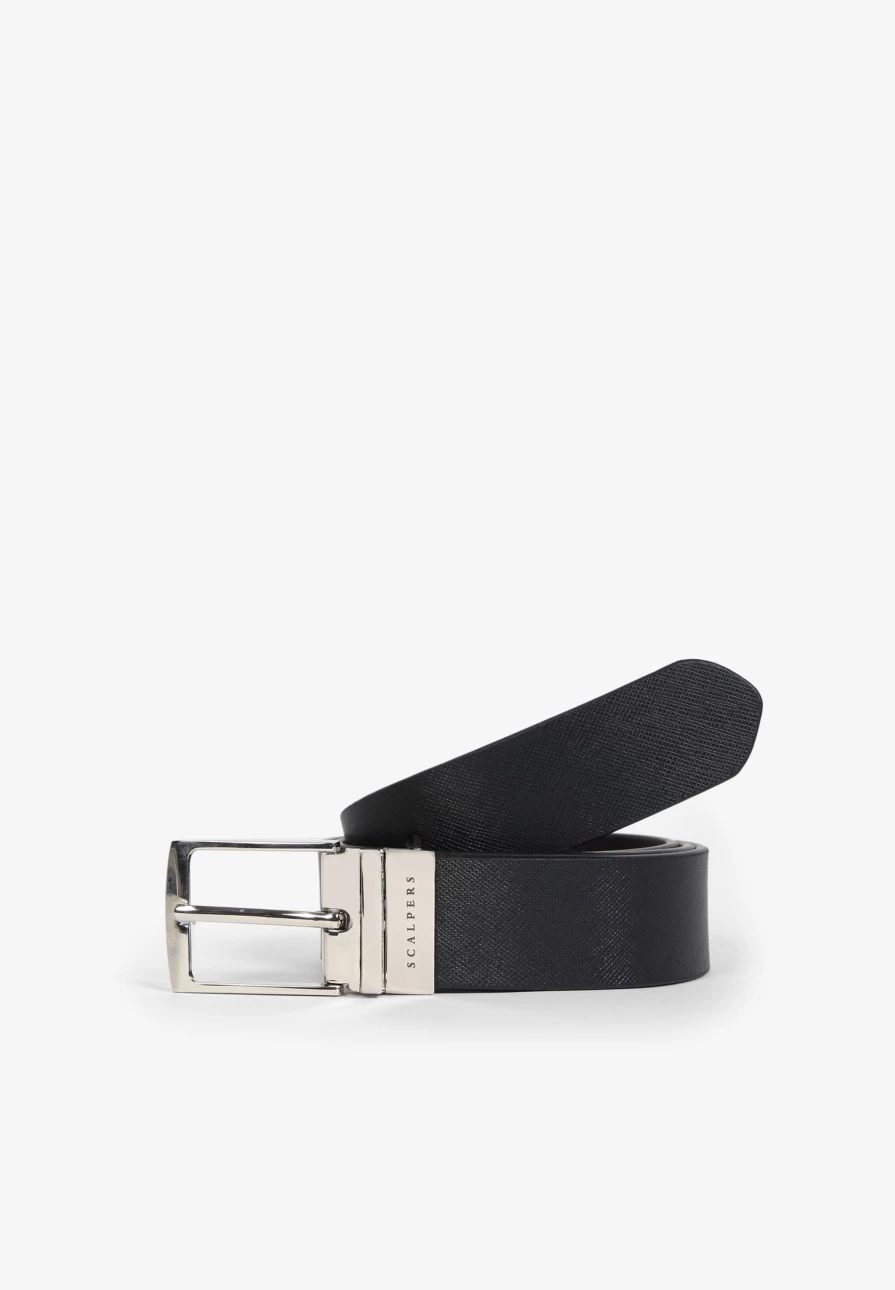 "ScalpersCompany Reversible Belt for Men - Black/Brown Dual Color Leather Strap"