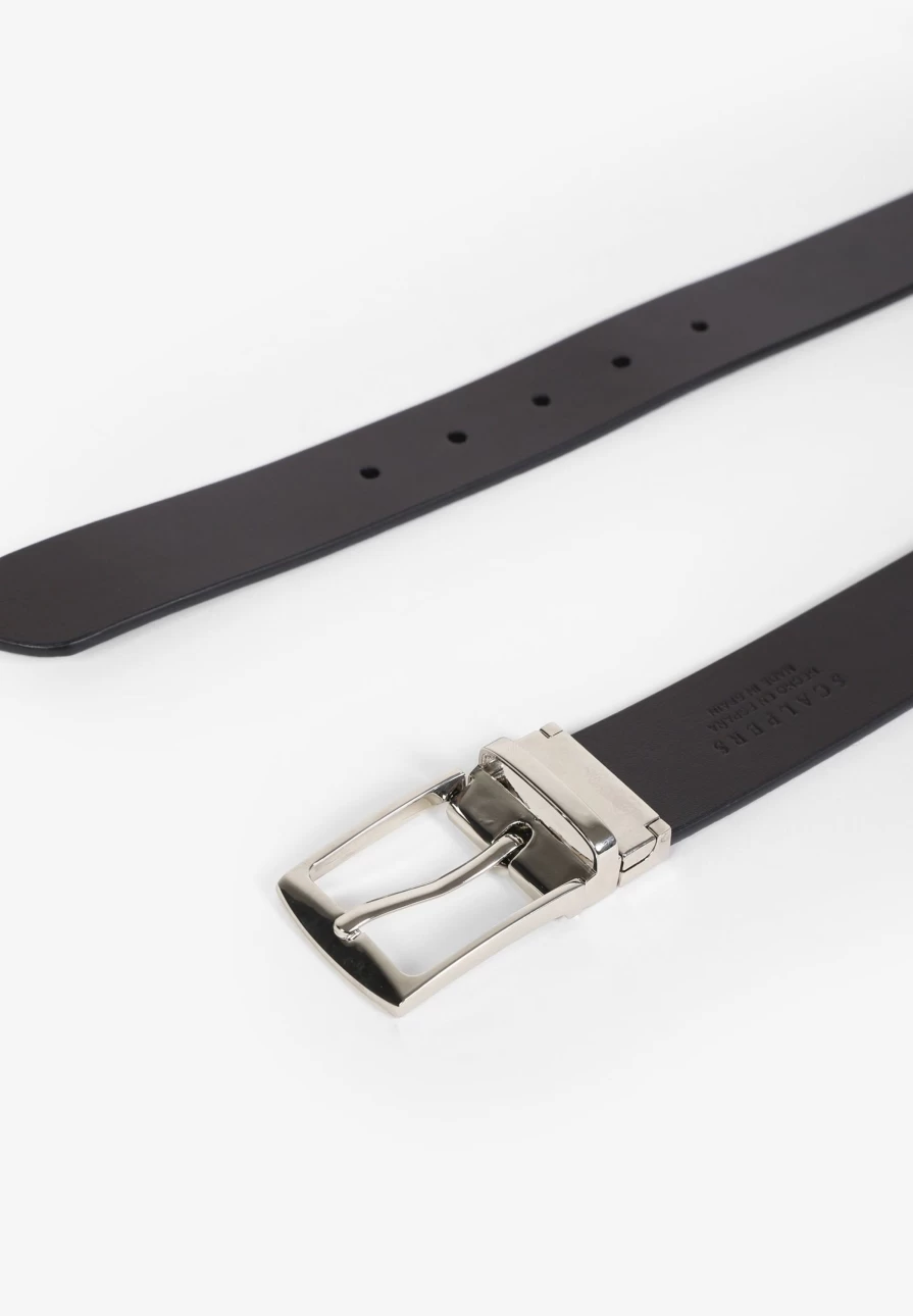 "ScalpersCompany Reversible Belt for Men - Black/Brown Dual Color Leather Strap"