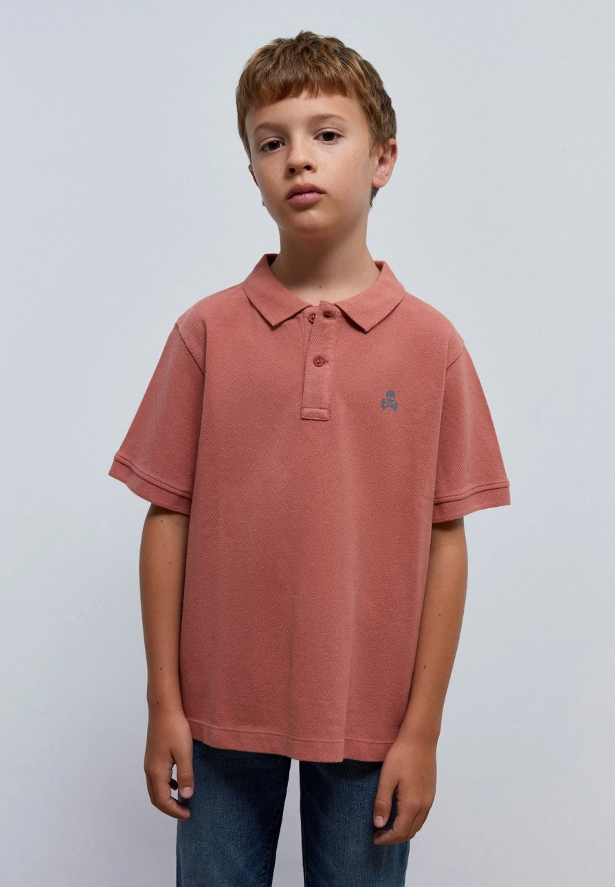 "ScalpersCompany Kids' Basic Polo Shirt with Edgy Skull Design"