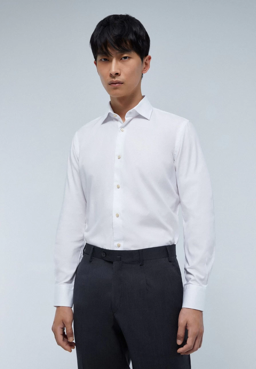 "ScalpersCompany Men's Slim Fit Smart White Shirt – Modern Stylish Formal Wear"