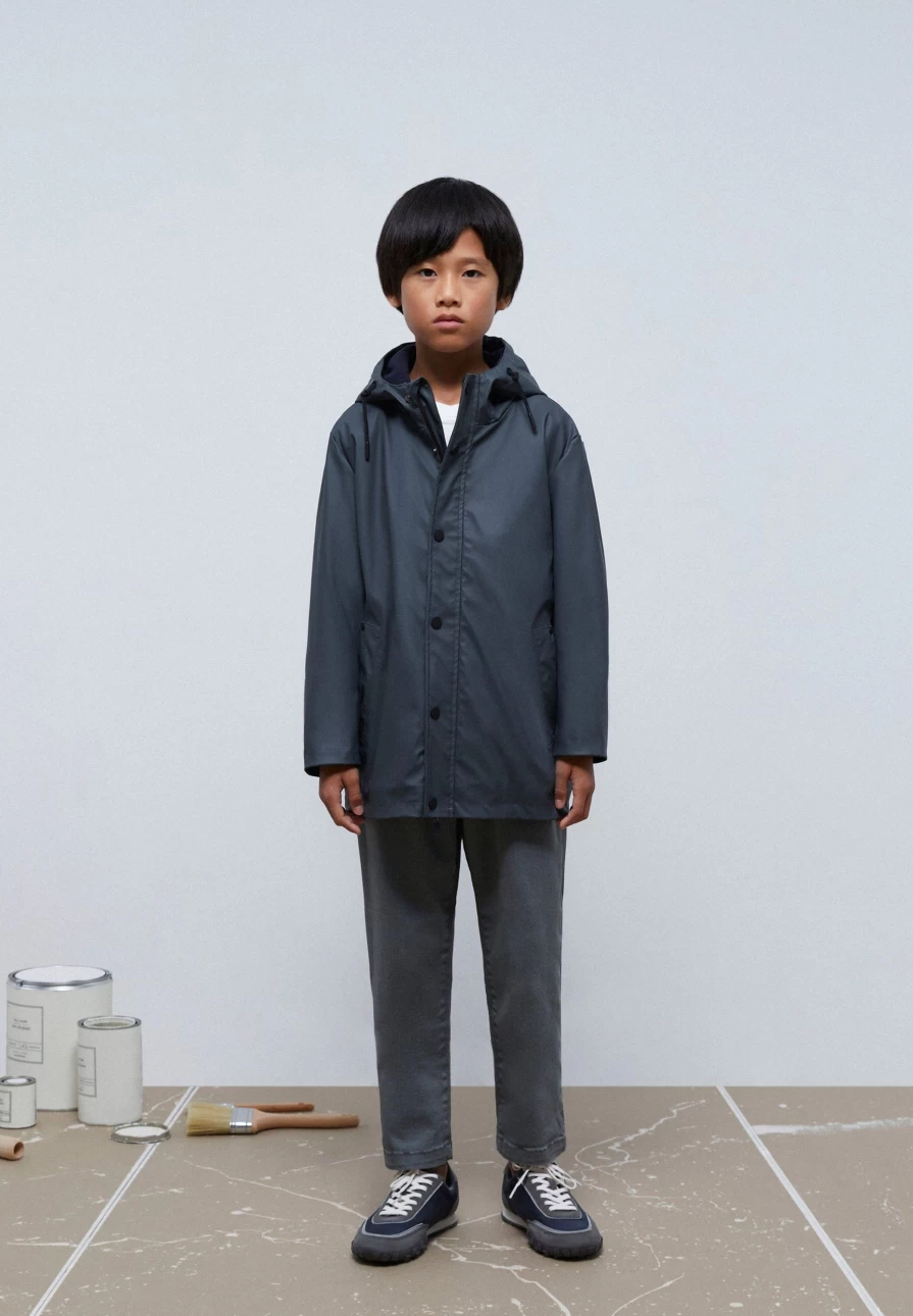 "ScalpersCompany Kids Grey Waterproof Parka – Lightweight & Windproof Raincoat for Children"