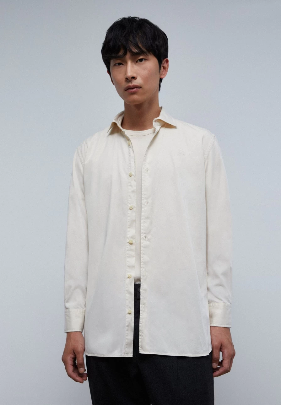 "Cream Skull Print Faded Shirt for Men | ScalpersCompany Vintage Style"