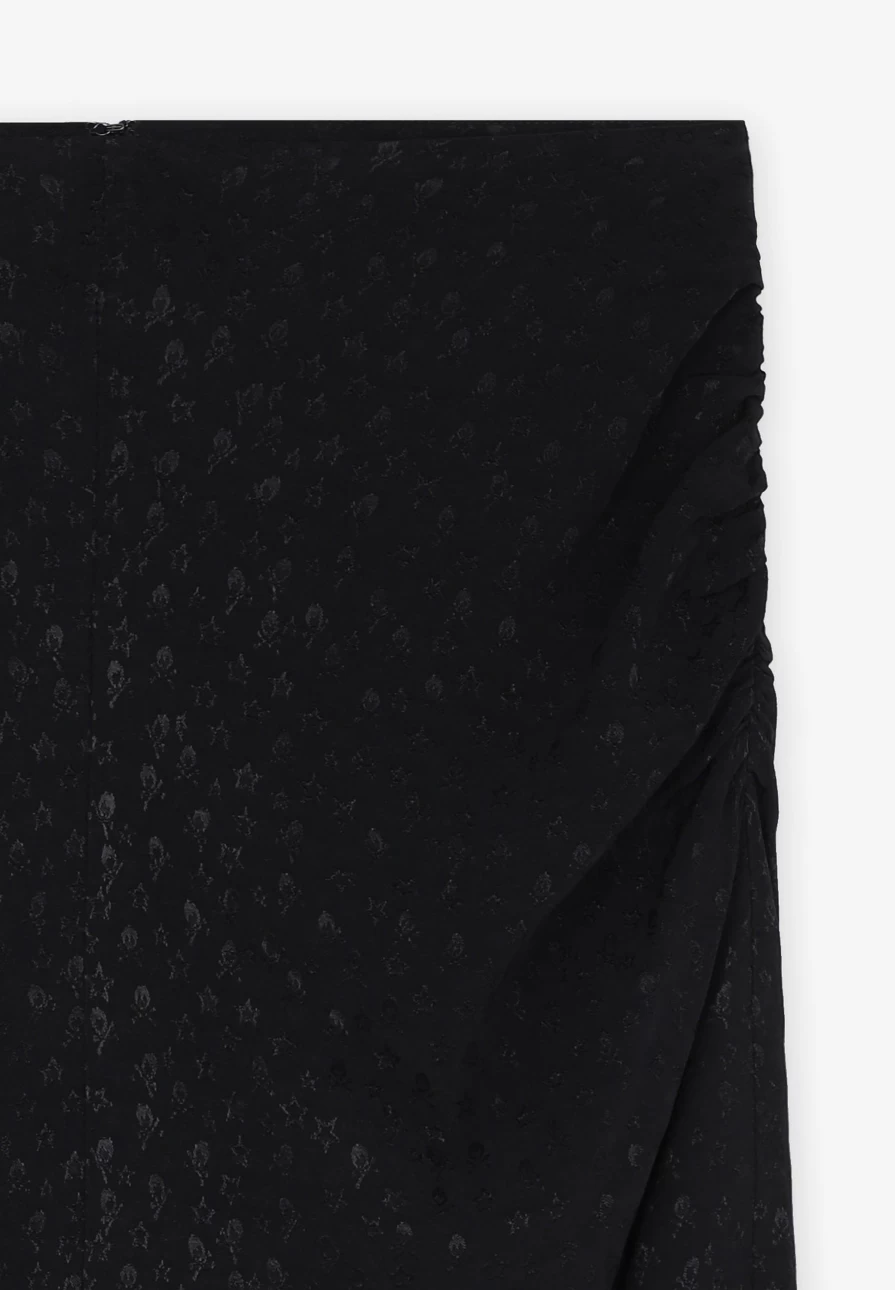 "ScalpersCompany Black Midi Skirt with Skulls and Stars for Women"