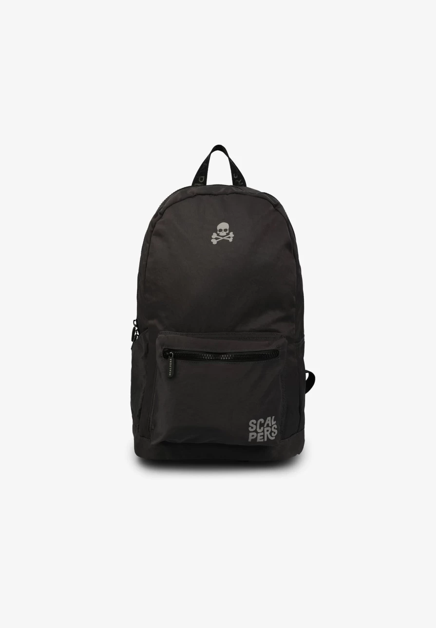 "ScalpersCompany Kids Anthracite Skull Print Basic Backpack"
