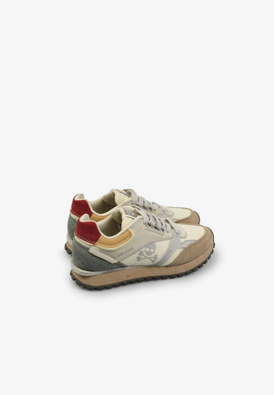 "ScalpersCompany Kids Mustard Skull Print Fabric Sneakers"