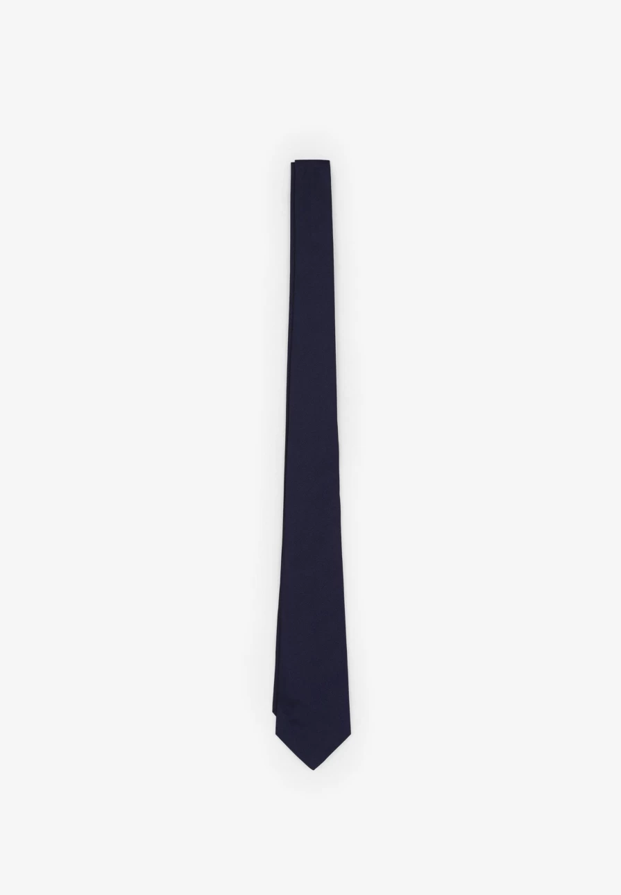 "Navy Blue Plain Seven-Fold Tie for Men | Premium Silk Necktie by ScalpersCompany"