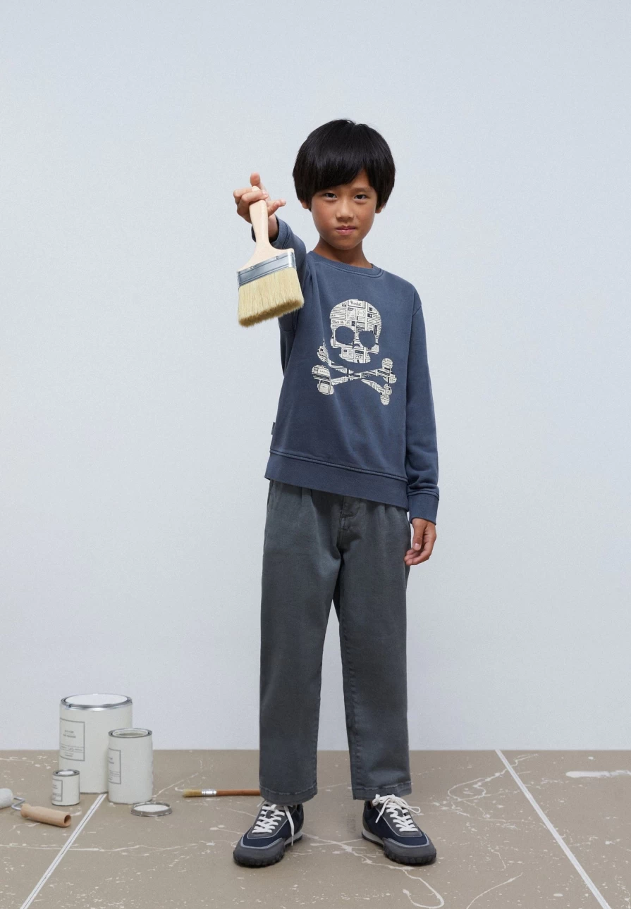 "Kids Skull Print Sweatshirt With Newspaper Text Design by ScalpersCompany"
