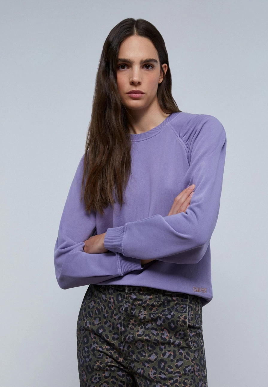 "Scalpers Company Purple Lurex Ruched Sweatshirt for Women - Stylish & Comfortable"