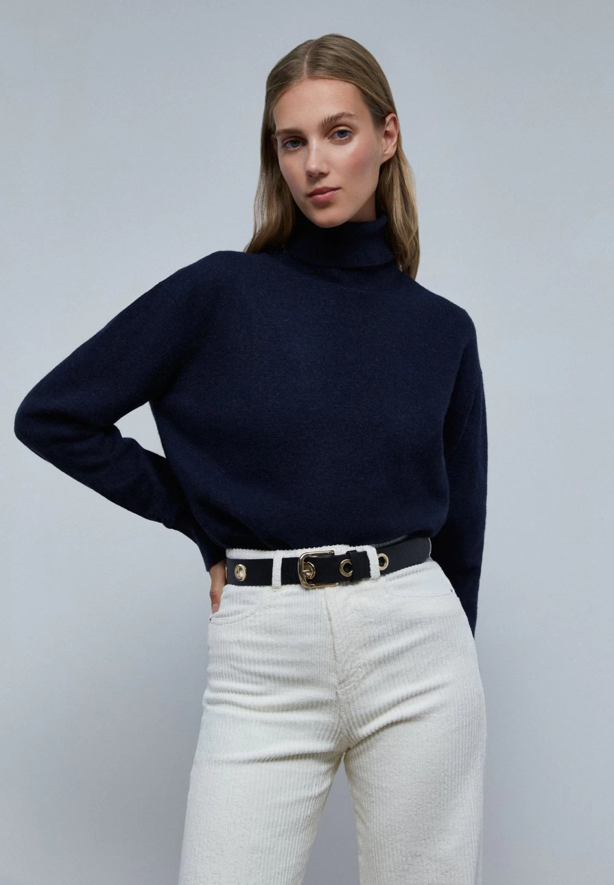 "ScalpersCompany Women's High Neck Knit Jumper - Soft Winter Sweater for Women"