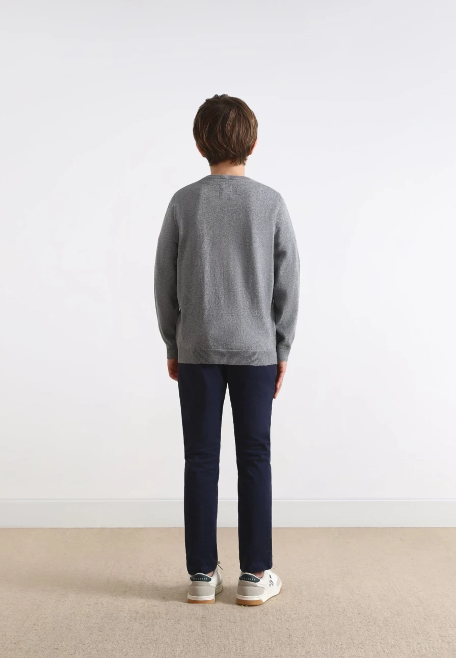 "ScalpersCompany Grey Kids V-Neck Skull Sweater"