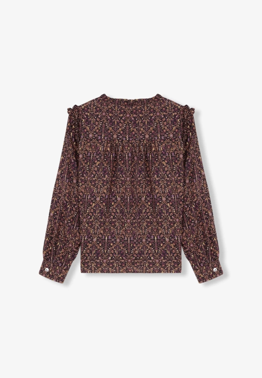 "ScalpersCompany Kids Purple Frill Print Blouse – Stylish & Comfortable"