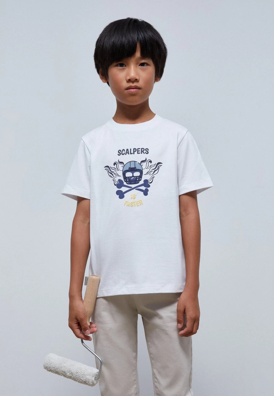 "ScalpersCompany Kids Puff Print T-Shirt - Fun Graphic Tee for Children"