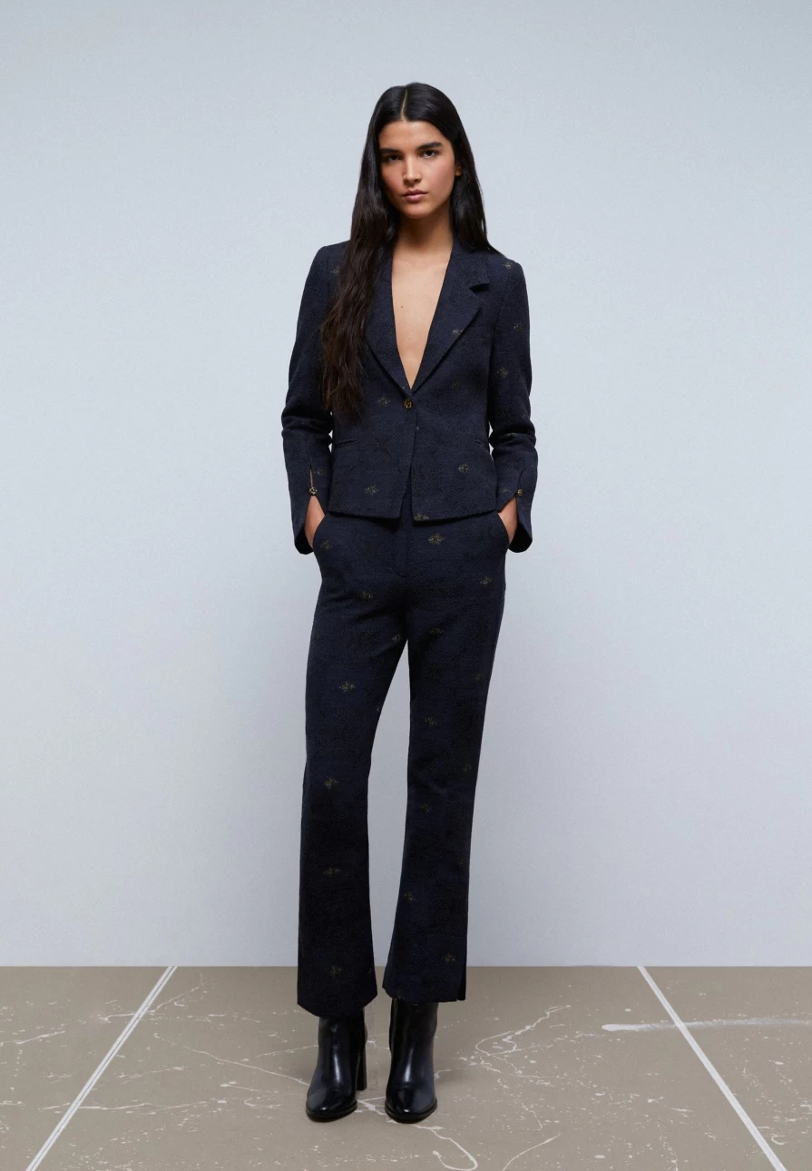 "ScalpersCompany Women's Flare Motif Trousers - Stylish & Trendy High-Waisted Pants"