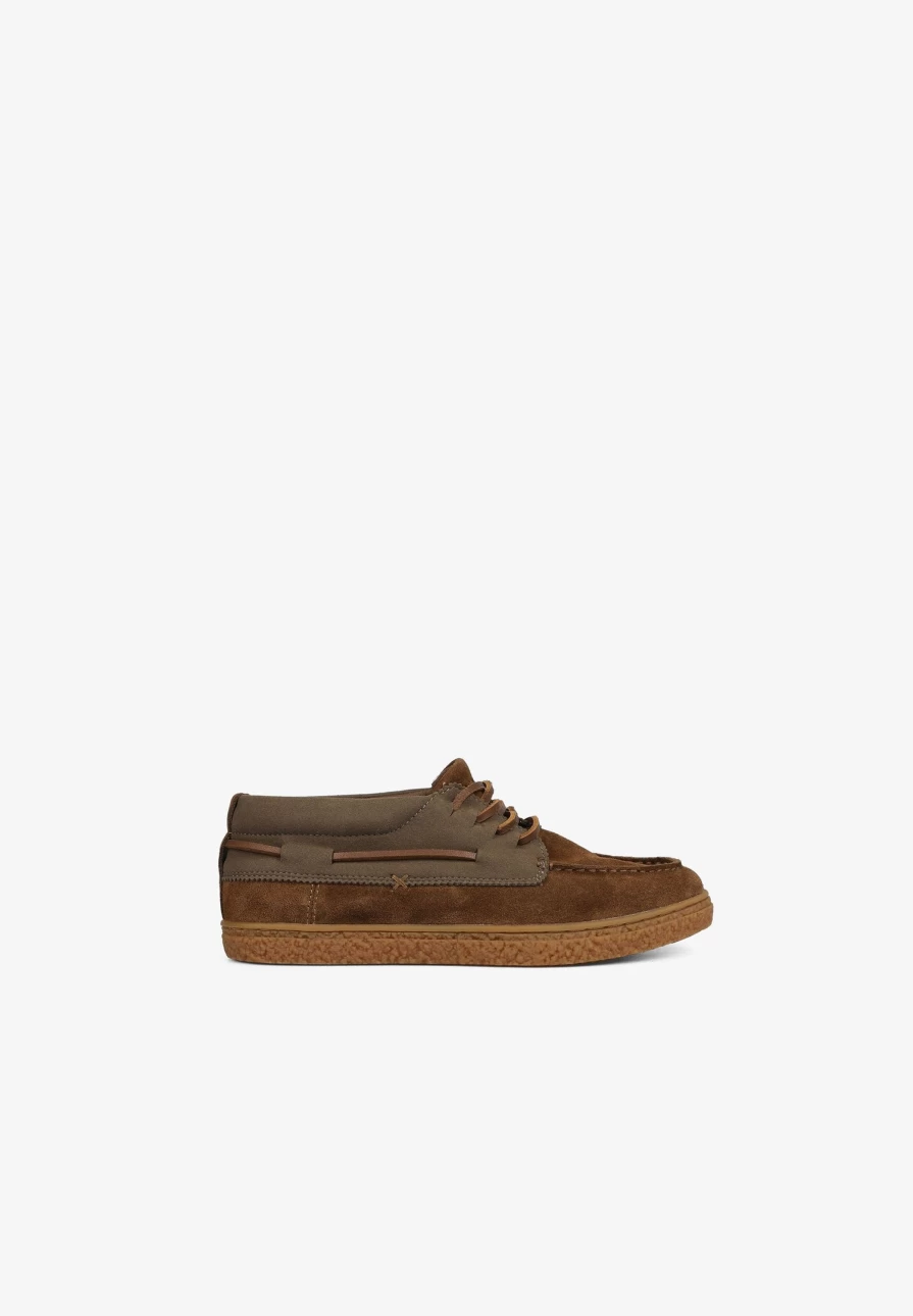 "ScalpersCompany Kids Brown Split Suede Boat Shoes for Children"