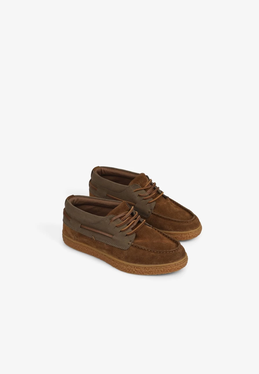 "ScalpersCompany Kids Brown Split Suede Boat Shoes for Children"