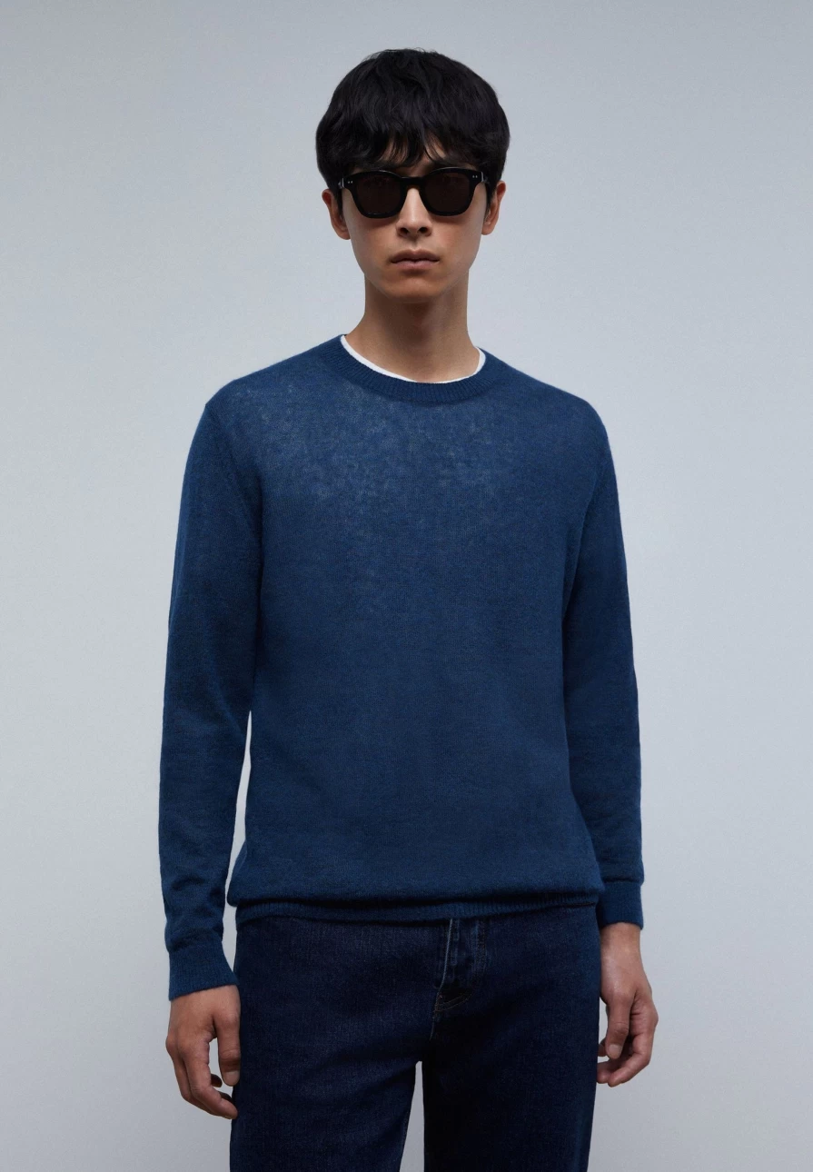 "Scalpers Men's Blue Heather Knit Sweater | Soft Casual Pullover"
