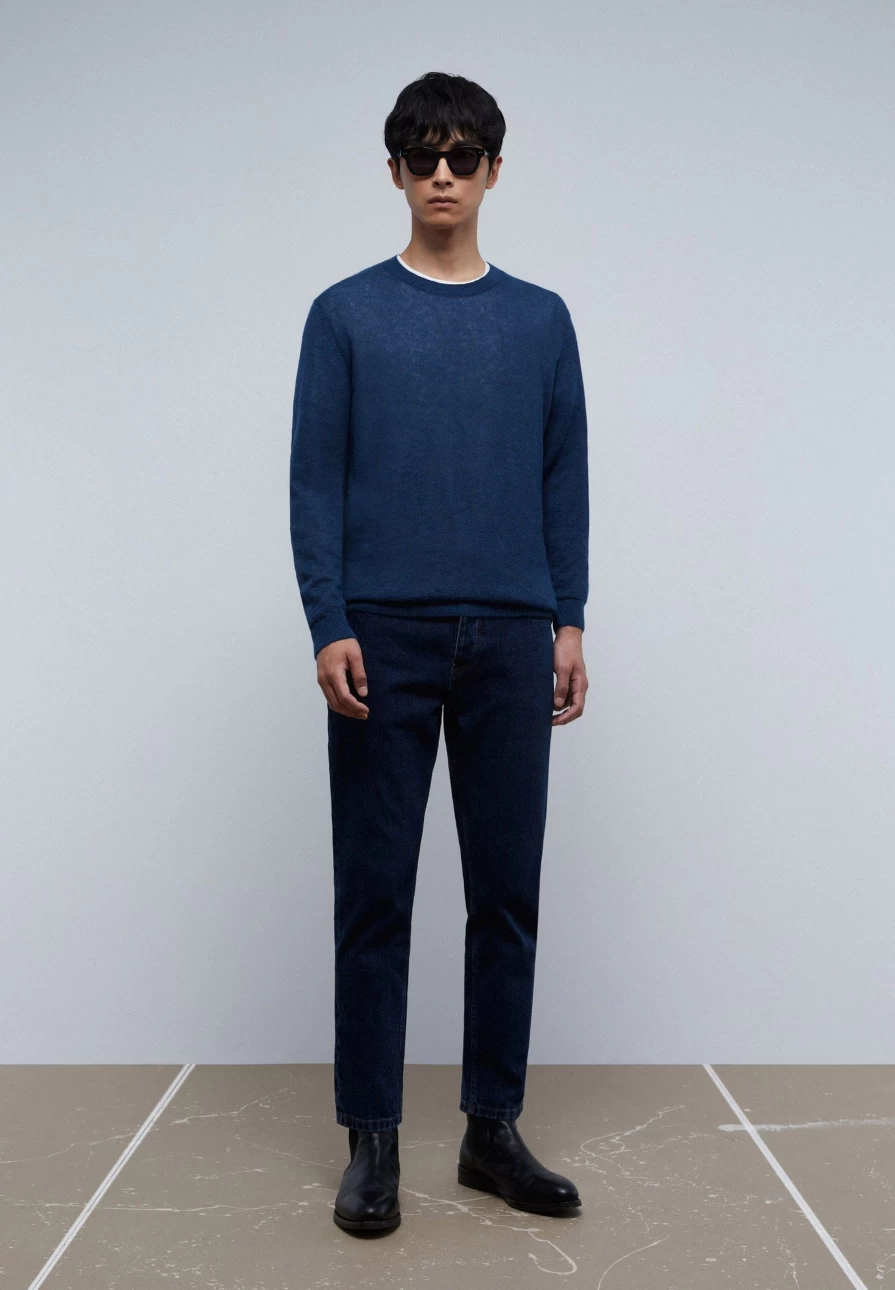 "Scalpers Men's Blue Heather Knit Sweater | Soft Casual Pullover"