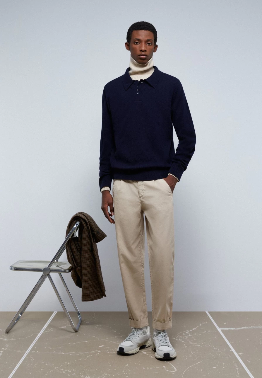 "ScalpersCompany Men's Navy Premium Polo Knit Jersey Shirt"