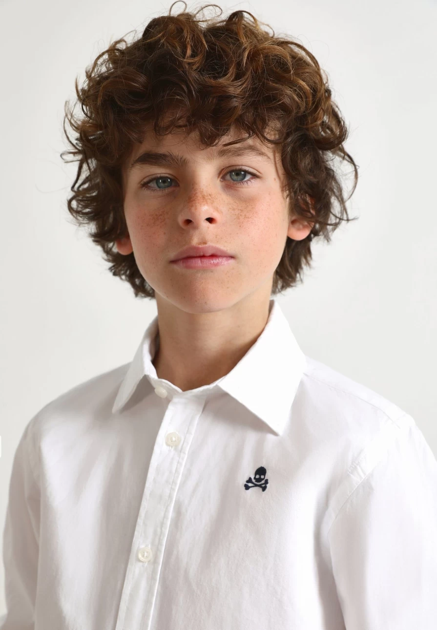 "ScalpersCompany Kids White Classic Skull Print Shirt"