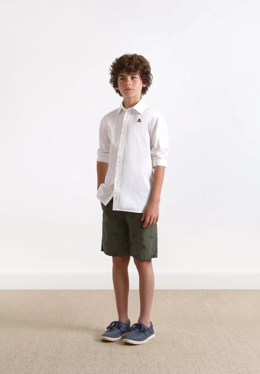 "ScalpersCompany Kids White Classic Skull Print Shirt"