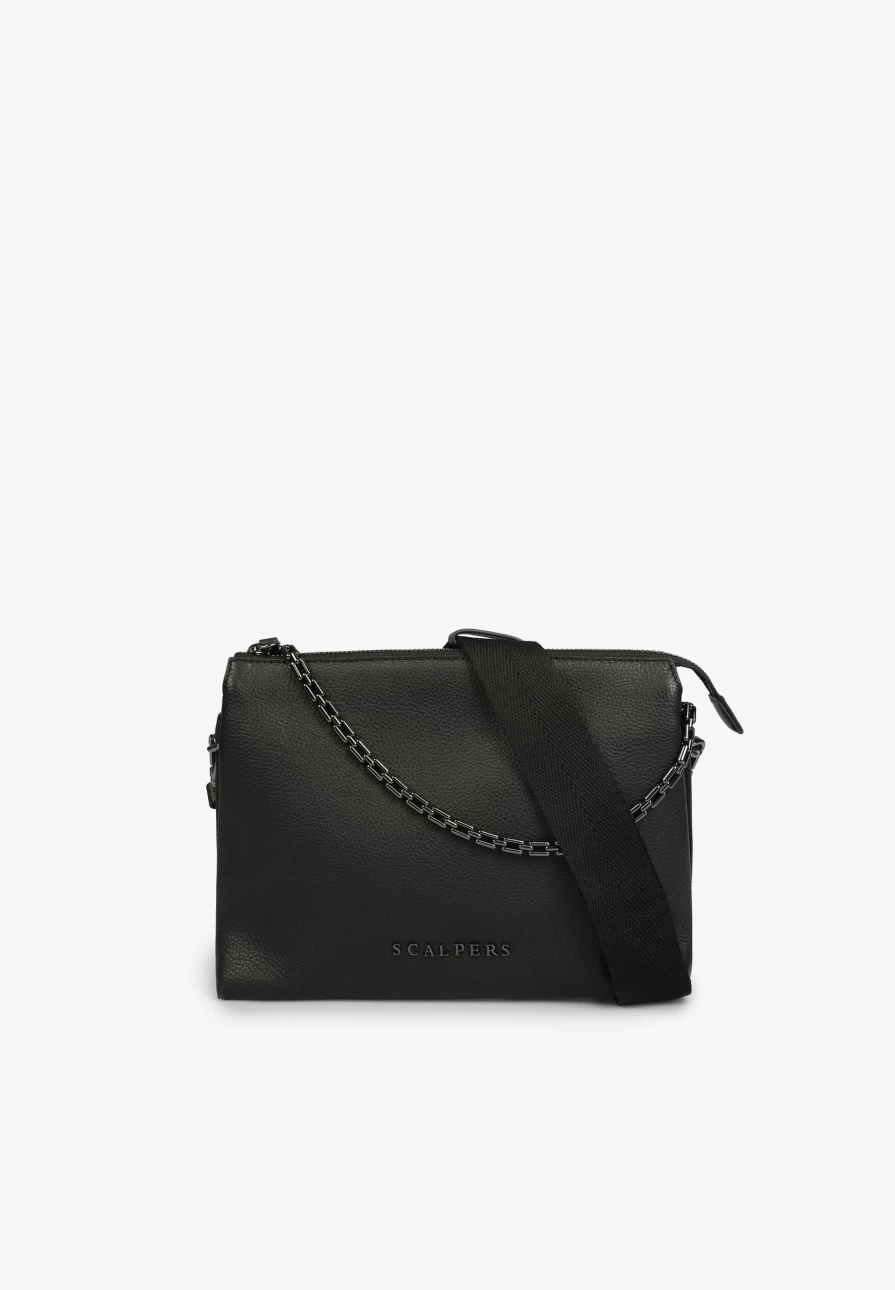 "ScalpersCompany Women's Stylish Leather Bag with Chain Strap - Fashionable Handbag for Women"