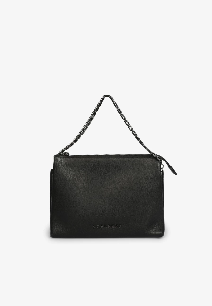 "ScalpersCompany Women's Stylish Leather Bag with Chain Strap - Fashionable Handbag for Women"