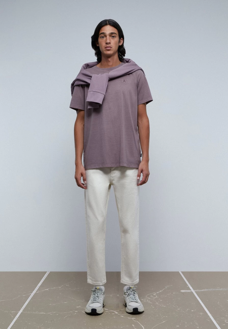 "ScalpersCompany Men's Burgundy Basic Skull Print T-Shirt"