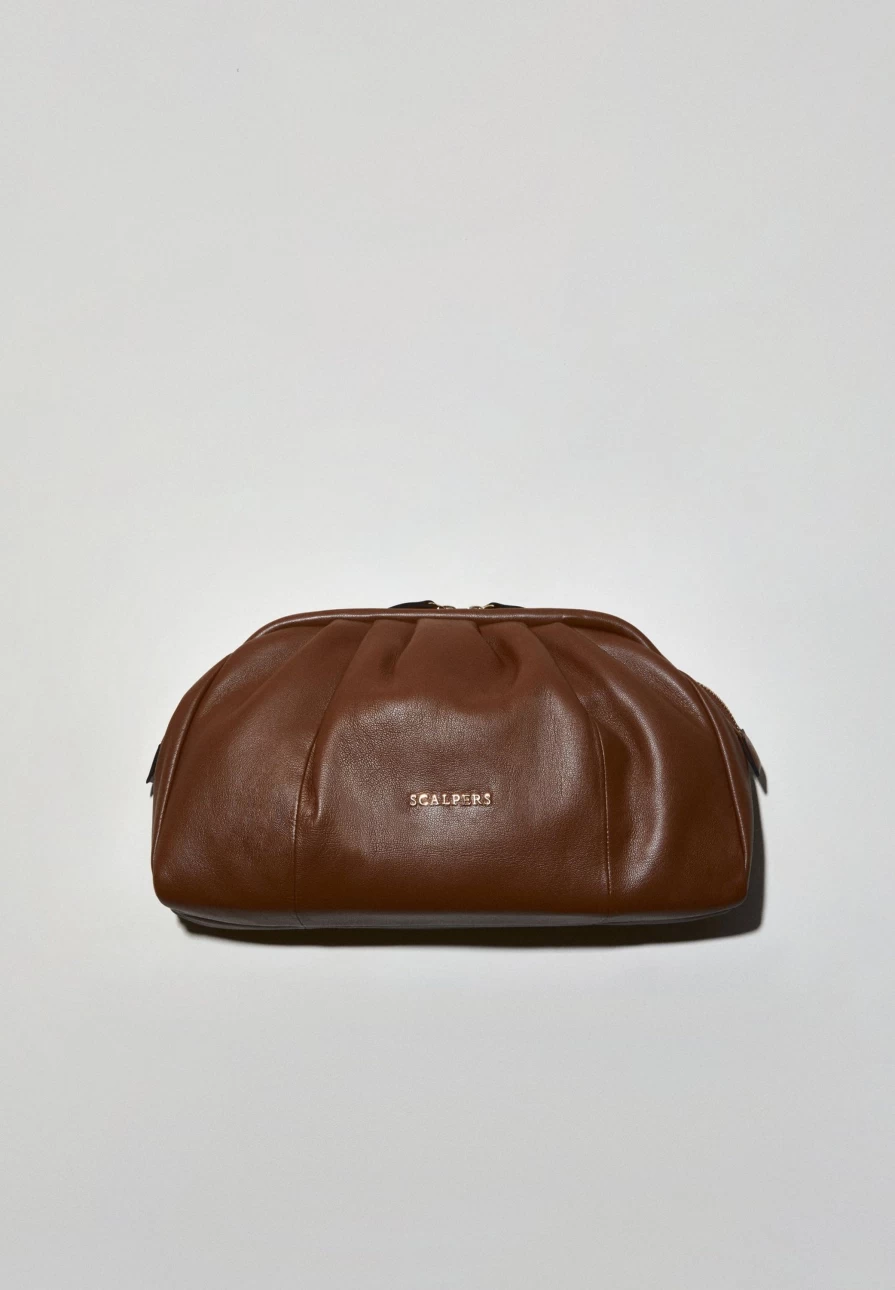 "ScalpersCompany Women's Ruched Leather Clutch Bag – Stylish & Elegant Handbag"
