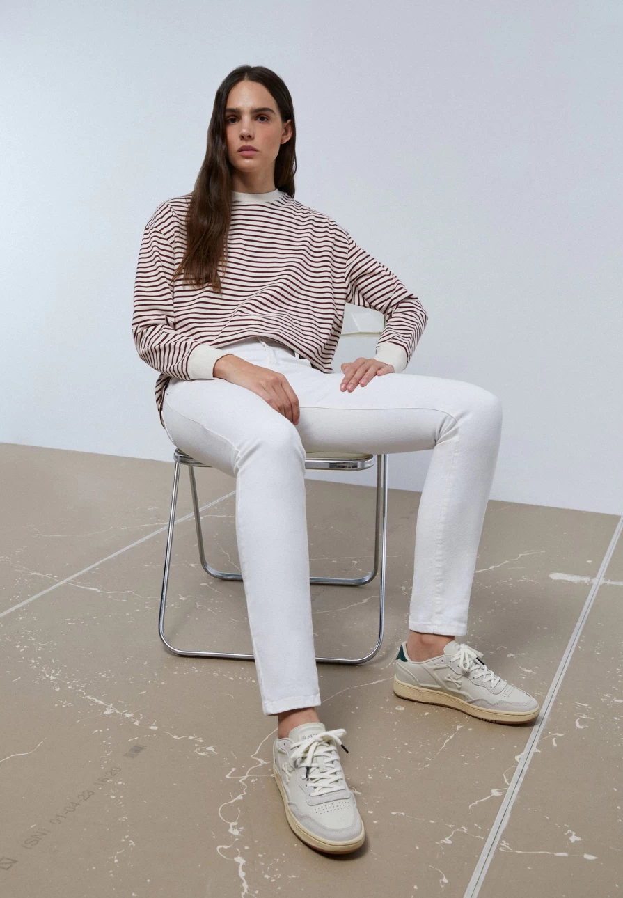 "ScalpersCompany Women's Nappa Leather Sneakers with Embossed Detail - Fashionable & Comfortable"