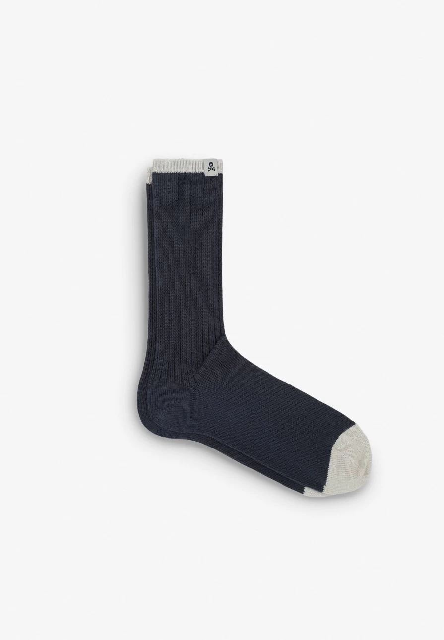 "ScalpersCompany Men's Rib Knit Contrast Design Casual Socks"