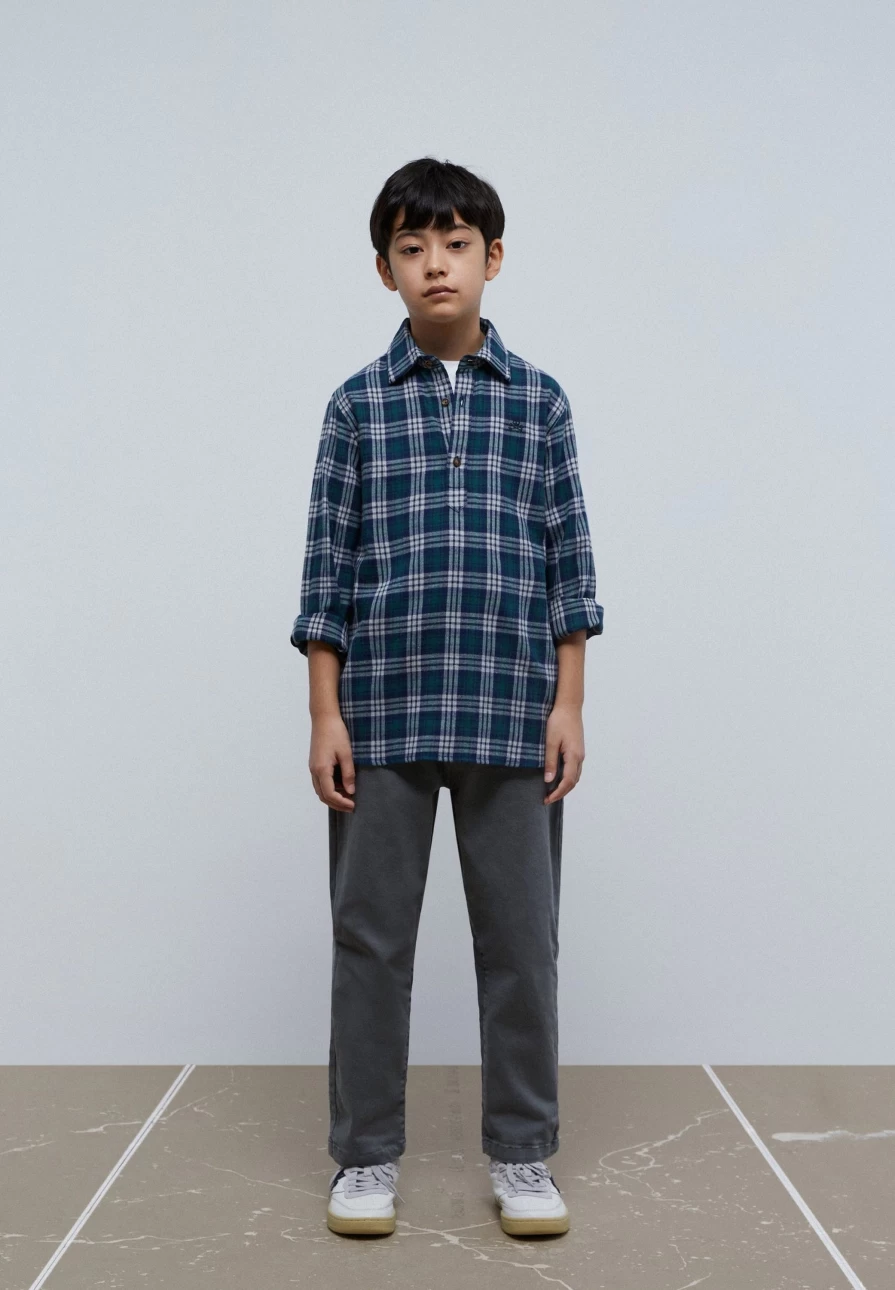 "ScalpersCompany Kids Green Check Tartan Polo Shirt for Boys & Girls"